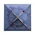 Elegant blue laser-cut floral wedding invitation card with intricate petal fold design - Deep Blue