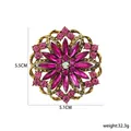 Elegant vintage floral rhinestone brooch in antique gold finish for women fashion - Plum & Deep Pink with AB White & Rose Red Acrylic Radial
