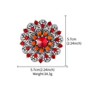 Vintage floral brooch with red glass rhinestones, 5.7cm diameter and 34.3g weight specs. - Red & Orange with Red Satellite Style Radial Round