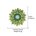 Vintage green rhinestone flower brooch in antique gold finish for elegant women - Deep Green & Light Green with Green AB Radial Round