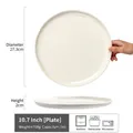 10.7-inch white ceramic round dinner plate with beaded rim detail for western steak - Bead Decorated Round Plate (Zhili Series)