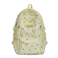 Cute cream yellow backpack with bear and polka dot print for travel - Yellow / No Pendant
