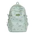 Mint green polka dot backpack with cute cartoon bears and large capacity for travel - Green / No Pendant