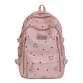 Cute pink large capacity backpack with bear and polka dot prints for daily travel - Pink / No Pendant