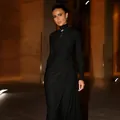 Robe longue noire moulante à manches longues de style français élégant pour femmes - Noir