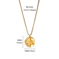 Detail view of 18K gold plated stainless steel cross pendant necklace with measurements - Round Relief Cross (G1207491)