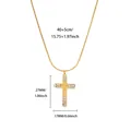 Measurement detail of 18K gold plated stainless steel cross pendant necklace - Gold Rhinestone Inlaid Cross (G127506G-1)
