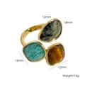 Vergoldeter offener Ring mit bunten Steinen, verstellbarer 14K Titanstahl Schmuck - Mehrfarbig 22