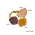 Eleganter 14K vergoldeter Titanstahlring mit bunten facettierten Steinen und Gewichtsdetails - Mehrfarbig 25