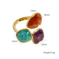 Verstellbarer Ring aus 14 Karat vergoldetem Titanstahl mit bunten quadratischen Steinen - Mischfarben 30