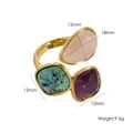 Verstellbarer 14K vergoldeter Ring mit farbigen Tropfen- und Quadratsteinen - Mehrfarbig 32