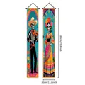 Day of the Dead porch banners with colorful skeleton couplet design, 12x71 inches - Skeleton Musician and Lady (5)