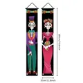 Traditional Day of the Dead skeleton couplet banners 180x30cm for festive Mexican decor - Male and Female Painted Skeleton (8)
