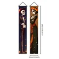 Pair of Mexican Day of the Dead skeleton porch banners for party decor, 30x180cm - Ornate Dress Skeleton Figure (10)