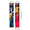 Día de los Muertos porch banners with skeleton designs for Mexican party decorations - Guitarist and Folding Fan Lady (12)