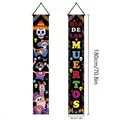 Dia De Los Muertos festive door banners with colorful skull designs, 70.8x11.8 inches - DIA DE LOS MUERTOS Skeleton Dog (18)