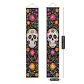 Mexican Day of the Dead banners featuring colorful sugar skulls and floral patterns - Symmetric Sugar Skull and Marigold (19)