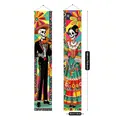 Day of the Dead Mexican skeleton door banners, colorful fabric couplets for party decor - Violinist and Ornate Dress (28)