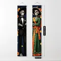 Day of the Dead Mexican skull banners for party decor, 70.8 x 11.8 inches - Black Suit and Green Dress Skeleton (31)