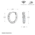 S925 sterling silver hoop earrings with 5A zircon stones, dimensions and weight display - Silver (7.5mm)
