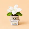 Handmade crochet white lily potted plant ornament with inspiring thank you card doll - Lily White