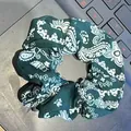Vintage dark green paisley pattern scrunchie hair tie with bohemian boho chic style - Hair Tie Style / Dark Green