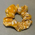 Yellow bohemian scrunchie with white paisley ethnic pattern on textured background - Hair Tie Style / Yellow