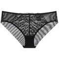 Sexy French style black lace panties with breathable mesh and low waist design for women - S / Black