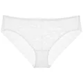 Elegant white French lace panties with breathable sheer panels and low waist design - S / White