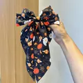 Halloween bow hair clip with pumpkin and ghost print, featuring a large gothic style bow - Black Pumpkin Ghost Style (4) / Black