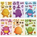Set of 6 colorful DIY monster face sticker sheets for kids creative education puzzle play - Style 1 (T01043506)