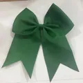 Extra large 8-inch dark green grosgrain ribbon bow hair tie for girls' dance and cheer - Dark Green