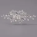 Pettine sposa fatto a mano in argento con strass lucenti ed eleganti perle bianche - Pettine Per Capelli Versatile In Stile Retrò Color Argento Hs-j7360s