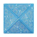 Detail view of intricate laser-cut floral pattern on blue glitter wedding card. - Glitter Royal Blue