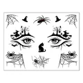 Close-up of Halloween face stickers showing spider, witch, and cobweb tattoo designs - Halloween Spider 1 / 17.2x13.2