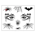 Detailed sheet of Halloween face tattoos featuring spiders, bats and web designs - Halloween Spider 3 / 17.2x13.2