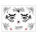 Detailed view of Halloween face tattoo stickers featuring spider webs, bats, and cats - Halloween Spider 4 / 17.2x13.2