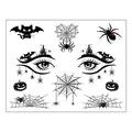 Detailed view of Halloween face tattoo stickers with spider, web, and bat patterns. - Halloween Spider 7 / 17.2x13.2
