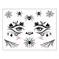 Detailed view of Halloween face tattoo sheet featuring spiders, skulls, and bats - Halloween Spider 8 / 17.2x13.2