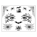 Halloween temporary face tattoo stickers with spiders, webs, and bats patterns - Halloween Spider 10 / 17.2x13.2