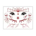 Dark red Halloween temporary face tattoo stickers featuring spider web skull and blood designs - Halloween Scar 1 / 17.2x13.2