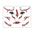 Detailed view of Halloween face tattoo stickers with realistic bloody scar and wound designs. - Halloween Scar 2 / 17.2x13.2