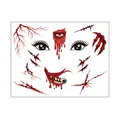 Halloween face tattoo sheet featuring bloody scars, third eye, and monster mouth graphics - Halloween Scar 4 / 17.2x13.2