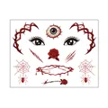 Detailed view of Halloween face tattoo stickers with creepy eye and rose designs. - Halloween Scar 7 / 17.2x13.2