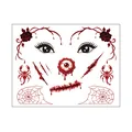 Halloween face tattoo stickers with bloody eye, mouth scar, and spider web designs. - Halloween Scar 9 / 17.2x13.2