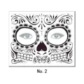 Temporary Day of the Dead sugar skull face tattoo sticker Style 2 for Halloween masquerade - Pattern 2 / 17.2x13.2