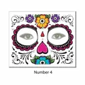 Tijdelijke gezichtstatoeage sticker met kleurrijke suikerschedel voor Halloween feest - Patroon 4 / 17.2x13.2