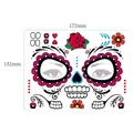 Day of the Dead sugar skull face tattoo stickers with red rose design - Pattern 6 / 17.2x13.2