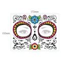 Sugar skull Day of the Dead face tattoo sticker for Halloween, size 172mm x 132mm - Pattern 7 / 17.2x13.2