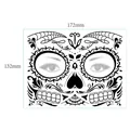 Halloween Day of the Dead Sugar Skull face tattoo sticker measuring 172x132mm - Pattern 8 / 17.2x13.2